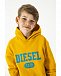 Желтая толстовка-худи с голубым лого Diesel | Фото 4
