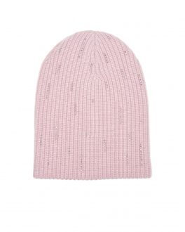 Розовая шапка из кашемира с россыпью кристаллов Swarovski William Sharp Розовый, арт. A61-17 PINK SORBET/319 | Фото 1