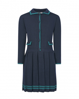 Синее платье с зеленой отделкой Aletta Мультиколор, арт. AKF220743-74 758 | Фото 1
