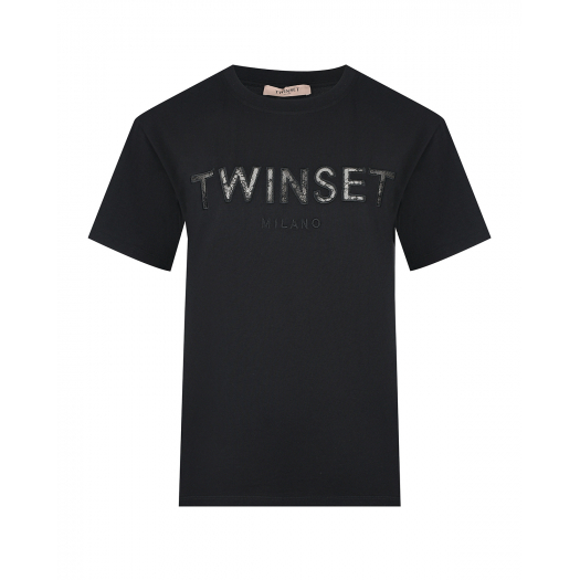Черная футболка с лого TWINSET | Фото 1