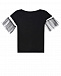 Черная футболка с оборками на рукавах Monnalisa | Фото 2