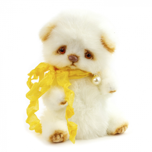 Мягкая игрушка Котенок тедди, белый, 20 см (цвет ленточки в ассорт.)  | Фото 1