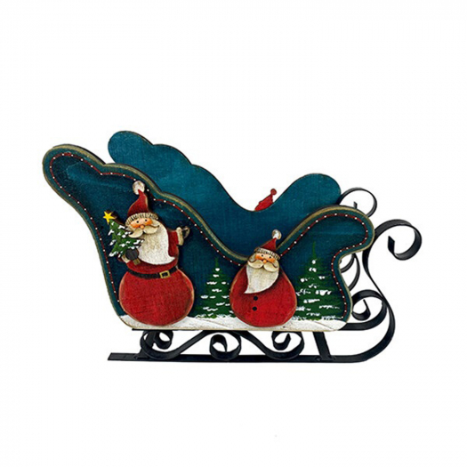 Декор Сани с рождественским рисунком синие (дерево/металл), 30х16,5х20 см Holiday Classics | Фото 1