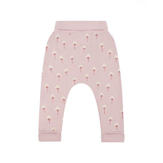 Розовые спортивные брюки с принтом &quot;деревья&quot; Sanetta Pure | Фото 1