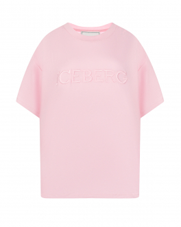 Розовая футболка с логотипом в тон Iceberg Розовый, арт. F5A1 6307 4255 | Фото 1