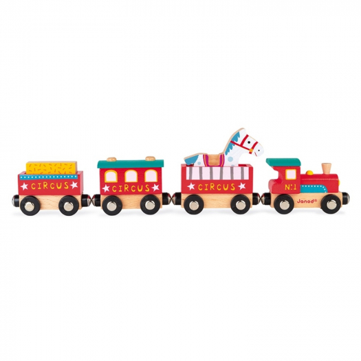 Игрушечный поезд на магнитах &quot;Цирк&quot; с деревянными фигурками Janod | Фото 1