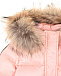 Розовое пуховое пальто с лампасами Fendi | Фото 3
