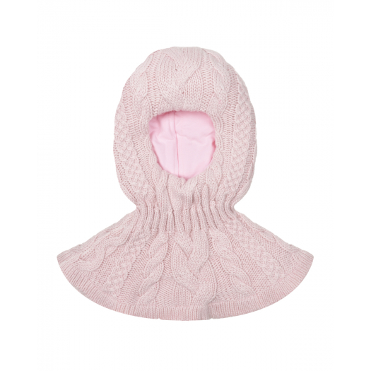 Розовая шапка-шлем с узором &quot;косички&quot; Chobi | Фото 1