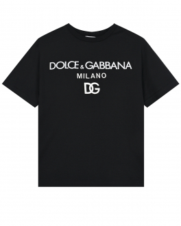 Черная футболка с белым лого Dolce&Gabbana Черный, арт. L4JTEY G7E5G N0000 | Фото 1