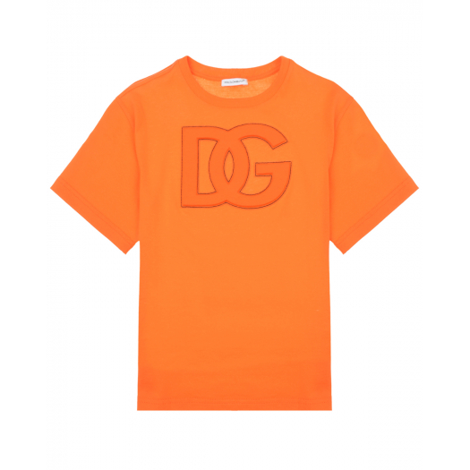 Оранжевая футболка с объемным лого Dolce&Gabbana | Фото 1