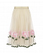 Бежевая юбка с цветочной вышивкой Monnalisa | Фото 3