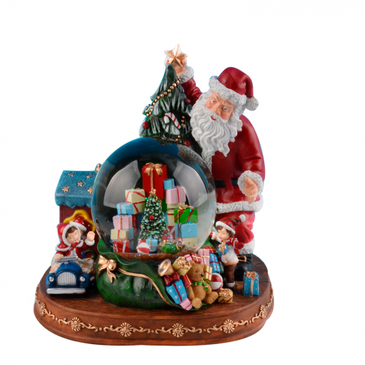 Шар снежный Санта с подарками (звук,анимация) 30x26x31 см Musicboxworld | Фото 1