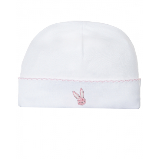 Белая шапка с вышивкой &quot;зайчик&quot; Lyda Baby | Фото 1