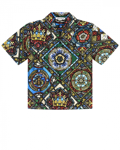 Рубашка из поплина с принтом &quot;Витражи&quot; Dolce&Gabbana | Фото 1