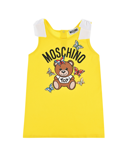 Желтое платье с бантами на плечах Moschino | Фото 1