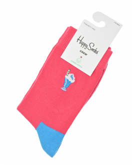 Розовые носки с вышивкой &quot;мороженое&quot; Happy Socks Розовый, арт. KBEMS01 3500 | Фото 1
