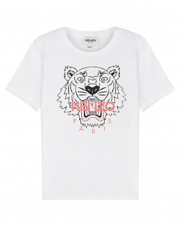 Белая футболка с принтом &quot;тигр&quot; KENZO Белый, арт. K15158 103 | Фото 1