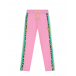 Розовые спортивные брюки с зелеными лампасами  | Фото 1
