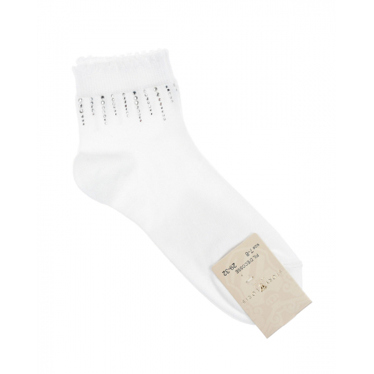 Белые носки с декором из стразов на манжете Story Loris | Фото 1