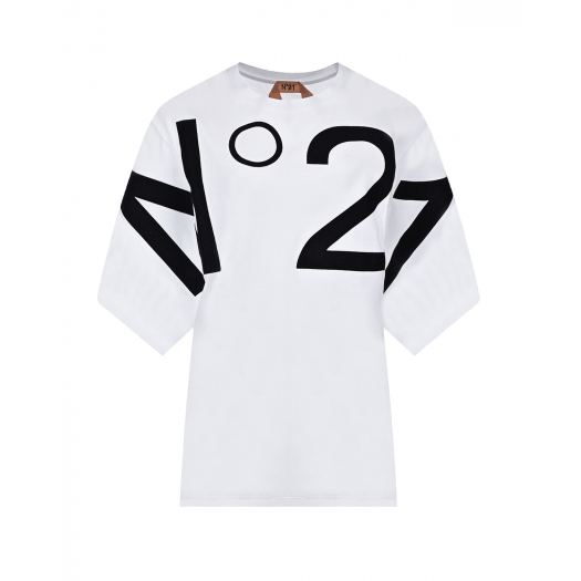 Белая футболка с черным логотипом No. 21 | Фото 1
