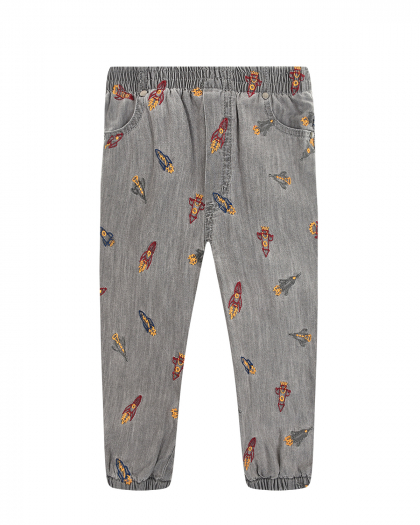 Серые джинсы с вышивкой &quot;ракеты&quot; Stella McCartney | Фото 1