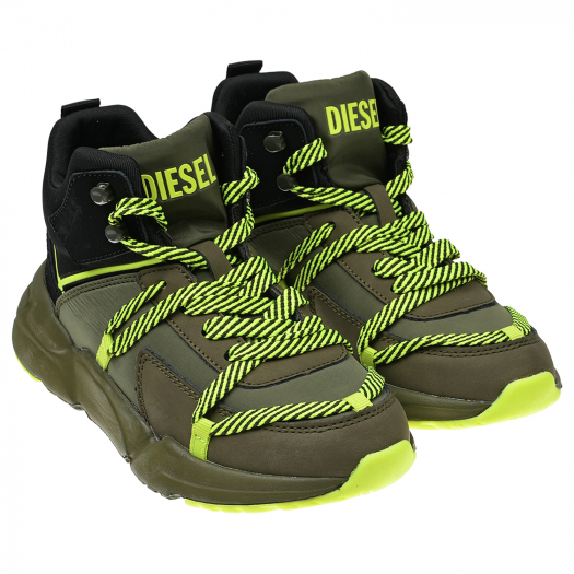 Высокие зеленые кроссовки Diesel | Фото 1
