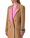 Двубортное пальто с розовыми лацканами, бежевое MSGM | Фото 6