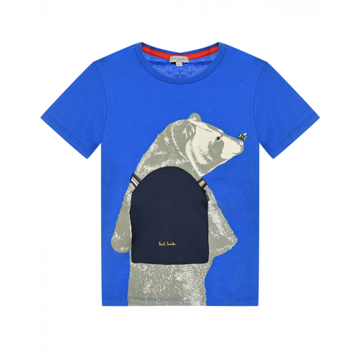 Синяя футболка с принтом &quot;медведь&quot;  | Фото 1