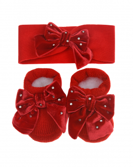 Подарочный набор: повязка и пинетки, красный Story Loris Красный, арт. 21135 YDR | Фото 1