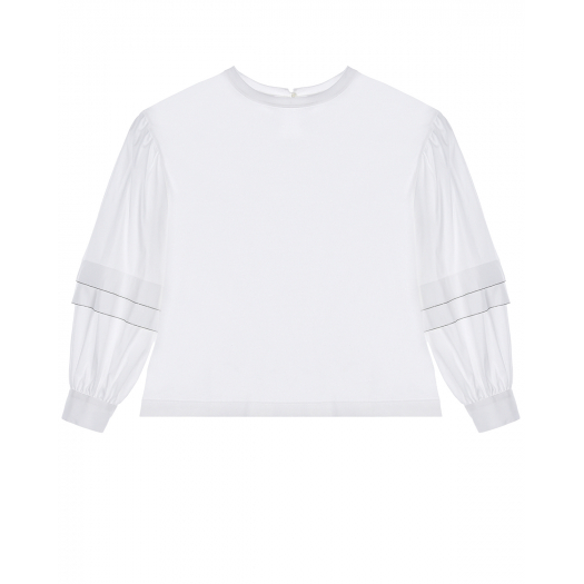 Белая блуза полосками на рукавах Brunello Cucinelli | Фото 1
