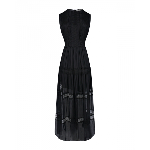 Платье с кружевными вставками черного цвета  | Фото 1