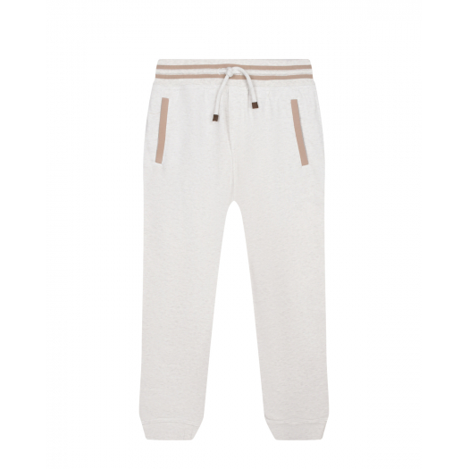 Белые спортивные брюки с полосками на поясе Brunello Cucinelli | Фото 1