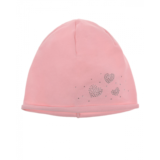 Розовая шапка с сердцами из страз MaxiMo | Фото 1