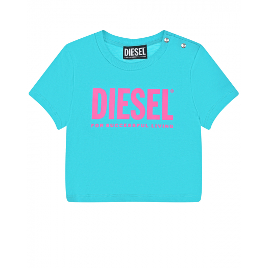 Бирюзовая футболка с логотипом Diesel | Фото 1