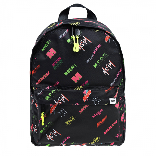 Черный рюкзак с разноцветным логотипом, 40x35x10 см MSGM | Фото 1