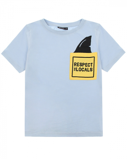 Голубая футболка с принтом &quot;respect locals&quot; Yporque | Фото 1