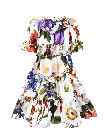 Платье из поплина с цветочным принтом Dolce&Gabbana | Фото 1
