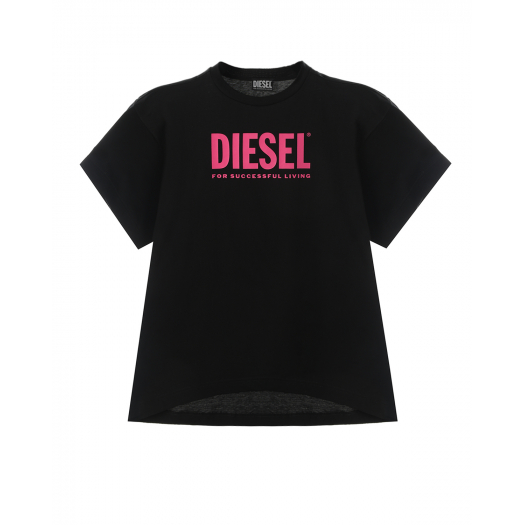 Черное платье с розовым логотипом Diesel | Фото 1