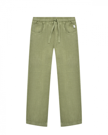 Льняные брюки цвета хаки IL Gufo | Фото 1