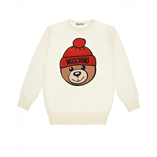 Кремовый джемпер Winter Teddy Bear Moschino | Фото 1