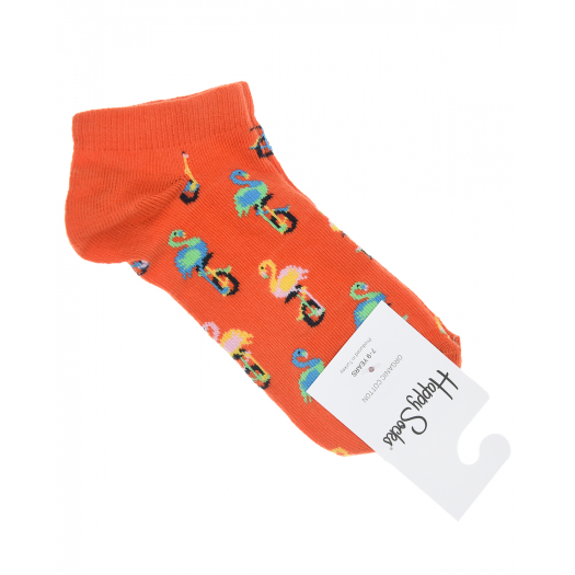 Оранжевые спортивные носки с принтом &quot;фламинго&quot; Happy Socks | Фото 1