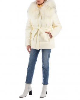 Белая куртка с меховой отделкой Yves Salomon , арт. 21WYV02370WO2W C11 | Фото 2