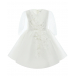 Белое платье с цветочной аппликацией и рукавами-крылышками Baby A | Фото 1