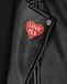 Черная куртка-косуха с принтом &quot;сердце&quot; Philosophy di Lorenzo Serafini Kids | Фото 5