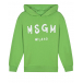 Зеленая толстовка-худи с белым лого MSGM | Фото 1