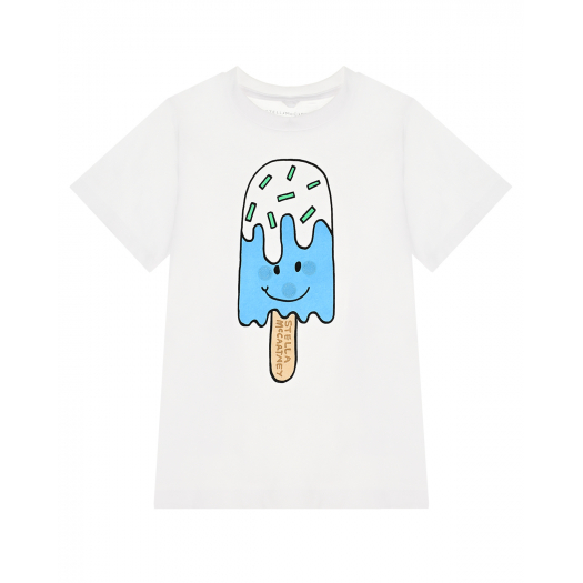 Белая футболка с принтом &quot;мороженое&quot; Stella McCartney | Фото 1