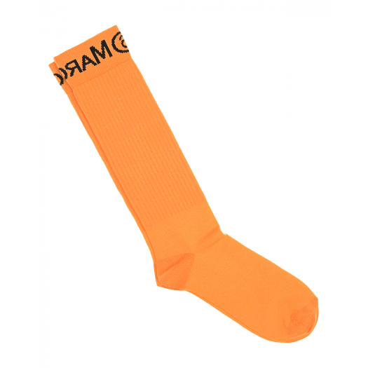 Оранжевые носки с черным логотипом MM6 Maison Margiela | Фото 1