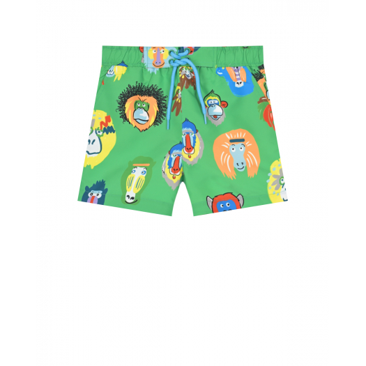 Зеленые шорты для купания с принтом &quot;обезьяны&quot; Stella McCartney | Фото 1