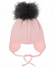 Розовая шапка с черным меховым помпоном Joli Bebe | Фото 2