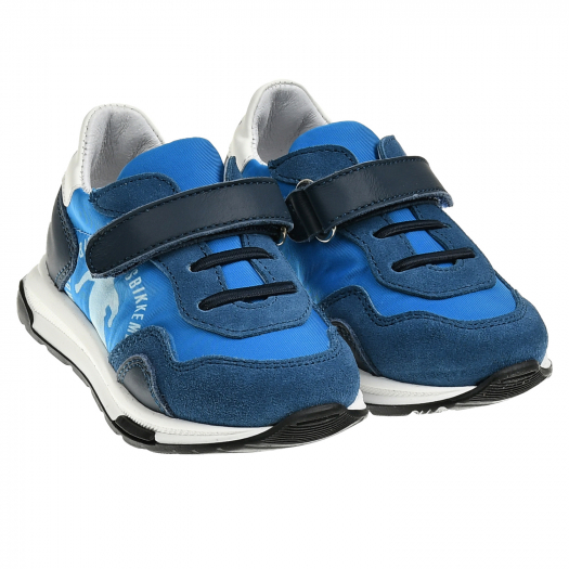 Кроссовки на липучке с замшевыми деталями, синие Bikkembergs | Фото 1